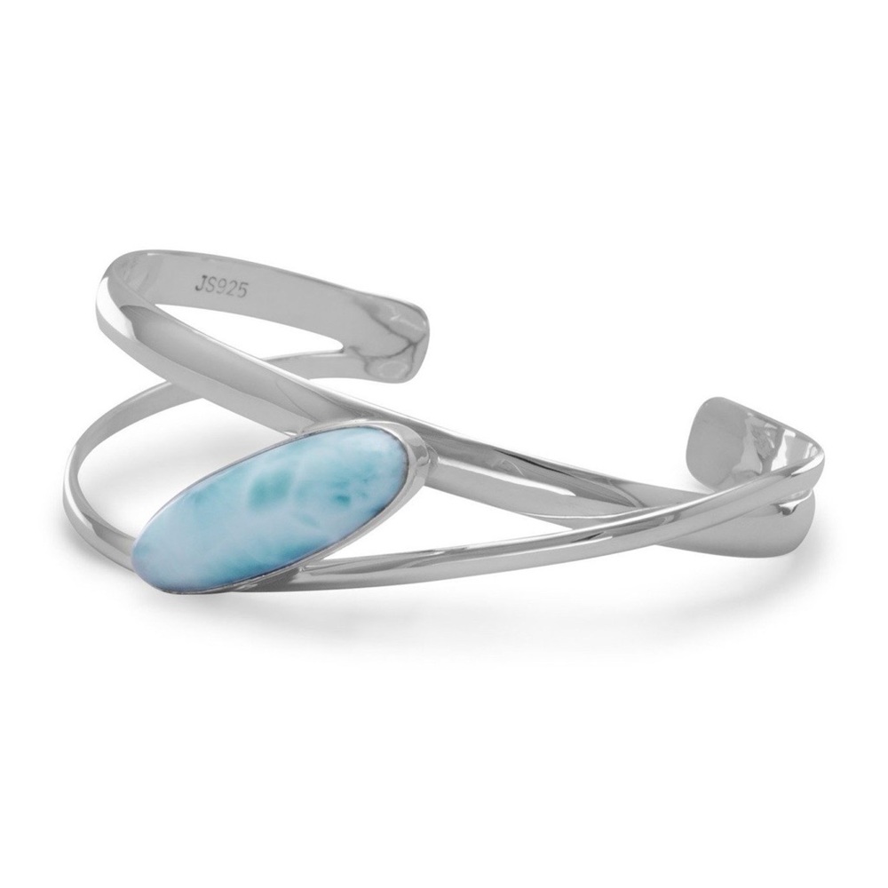 ✨ Large Oblong Larimar Cuff Bracelet